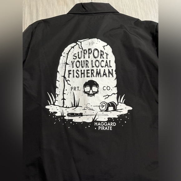 HAGGARD PIRATE Mens “Support Your Local Fisherman” Windbreaker XL NWOT - Picture 6 of 6